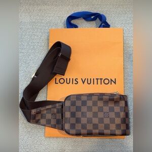 Louis Vuitton Damier Ebene Dark Brown Checkered Belt Bag